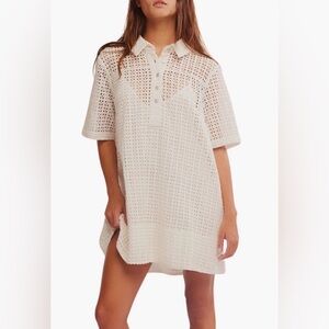 Free People Remino Eyelet Cream Mini Dress S